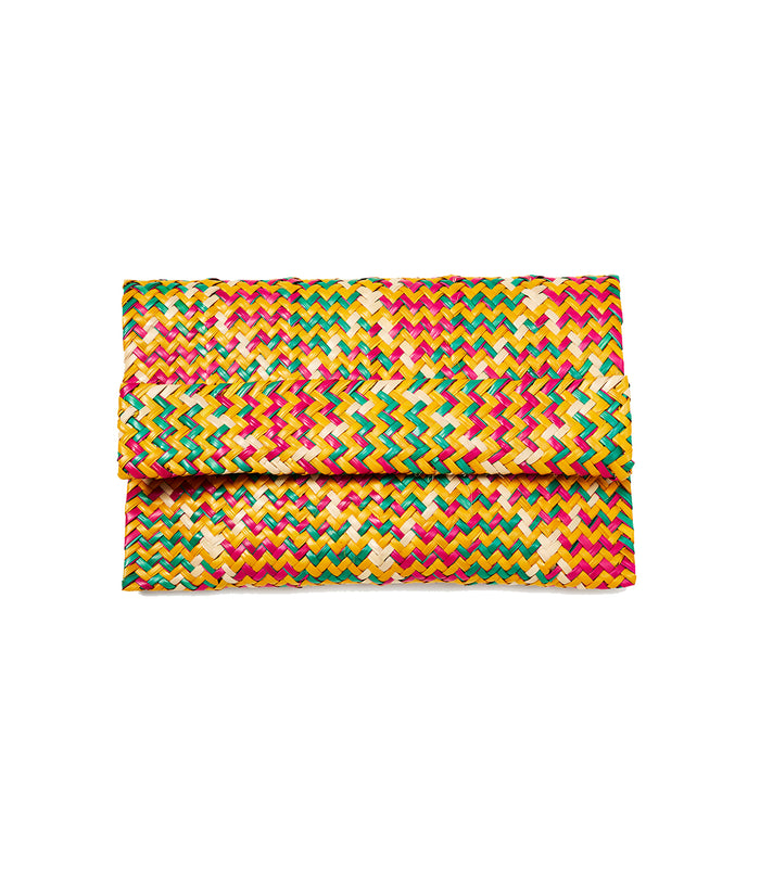 Multicolor Raffia Clutch