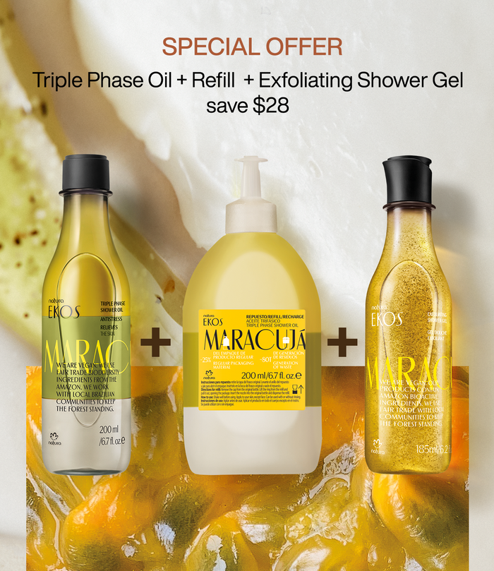 Ekos Maracujá Triple Phase Shower Oil + Exfoliating Shower Gel + Free Shipping_mobile