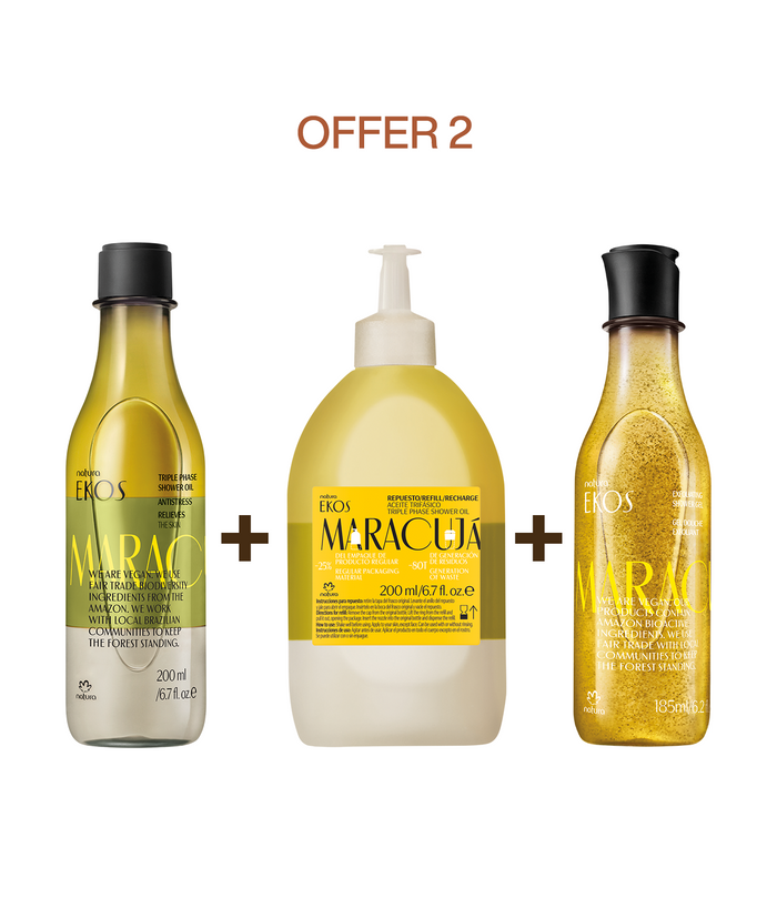 Ekos Maracujá Triple Phase Shower Oil + Exfoliating Shower Gel + Free Shipping_mobile